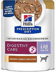 Hill's Prescription Diet i/d Low Fat Carrot, Chicken & Rice Stew Wet Dog Food, 2.8-oz pouch, case of 24
