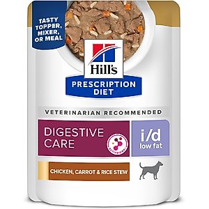 Hill's Prescription Diet i/d Low Fat Carrot, Chicken & Rice Stew Wet Dog Food, 2.8-oz pouch, case of 24