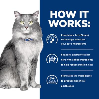 Show full view: Hill's Prescription Diet Gastrointestinal Biome + Stress Chicken & Carrot Stew Wet Cat Food, 2.8-oz pouch, case of 24 slide 7 of 10