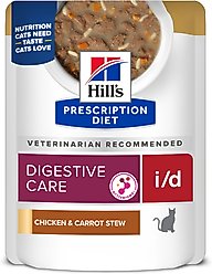 Hill's Prescription Diet i/d Digestive Care Chicken & Carrot Stew Wet Cat Food, 2.8-oz pouch, case of 24