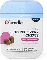Kradle Skin Recovery Beef Flavored Chew Supplement for Dogs, 75 count