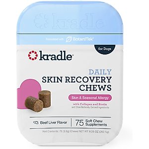 Kradle Skin Recovery Beef Flavored Chew Supplement for Dogs, 75 count