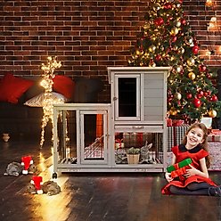 Coziwow Indoor & Outdoor Wheeled Wood Rabbit Hutch slide 2 of 9