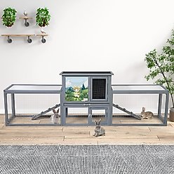 Coziwow Outdoor 3 Room Rabbit Hutch, Gray slide 2 of 9