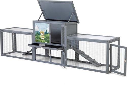 Show full view: Coziwow Outdoor 3 Room Rabbit Hutch, Gray slide 9 of 9