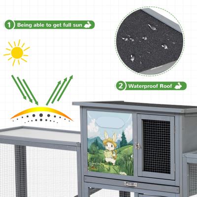 Show full view: Coziwow Outdoor 3 Room Rabbit Hutch, Gray slide 4 of 9