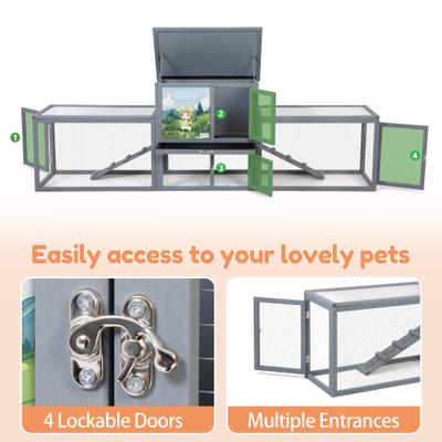 Show full view: Coziwow Outdoor 3 Room Rabbit Hutch, Gray slide 7 of 9
