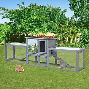 Rabbit AIVITUVIN-AIR68 Wooden Indoor Rabbit House, Large, Gray