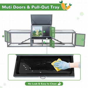 Coziwow 94-in Indoor & Outdoor Wooden Rabbit Hutch, Large, Gray