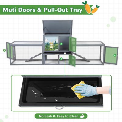 Show full view: Coziwow Outdoor 3 Room Rabbit Hutch, Gray slide 3 of 9