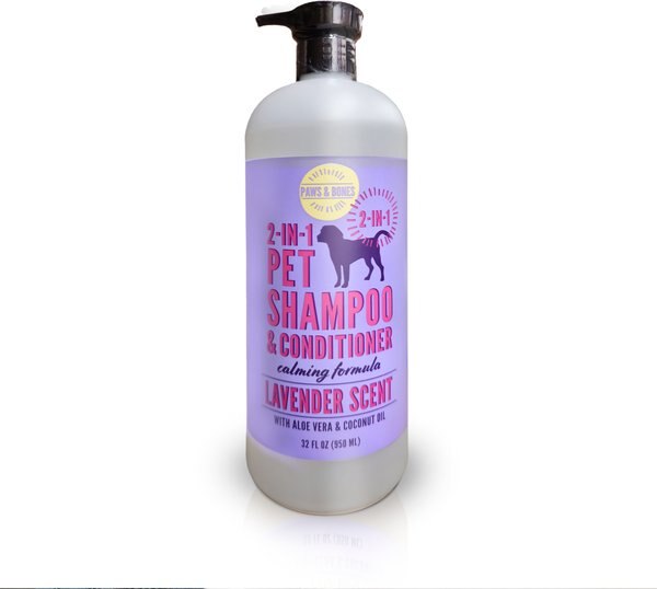 PAWS & BONES 2-in-1 Dog & Cat Shampoo & Conditioner, Lavender Scented, 32-fl oz bottle