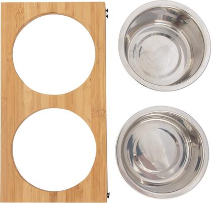 Show full view: Wrangler Adjustable Elevated Feeder Dog Bowl, Black/Brown, 6.7-cup slide 9 of 10