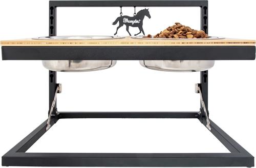 Show full view: Wrangler Adjustable Elevated Feeder Dog Bowl, Black/Brown, 6.7-cup slide 7 of 10