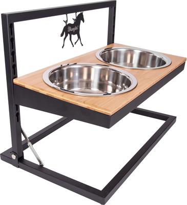 Show full view: Wrangler Adjustable Elevated Feeder Dog Bowl, Black/Brown, 6.7-cup slide 4 of 10