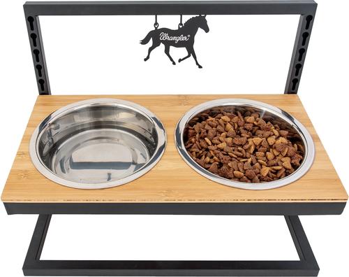 Show full view: Wrangler Adjustable Elevated Feeder Dog Bowl, Black/Brown, 6.7-cup slide 5 of 10