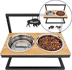 Wrangler Adjustable Elevated Feeder Dog Bowl, Black/Brown, 6.7-cup