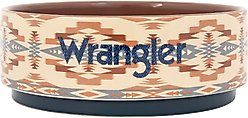 Wrangler Stoneware Dog Bowl, Tan Multi, 38-oz