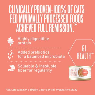 Show full view: Tiki Cat Veterinary Solutions GI-Health Chicken, Egg & Pumpkin Recipe Shredded Grain-Free Wet Cat Food, 2.8-oz can, case of 18 slide 4 of 12