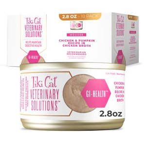 Tiki Cat Veterinary Solutions GI-Health Chicken & Pumpkin Recipe Pate Wet Cat Food, 2.8-oz can, case of 18