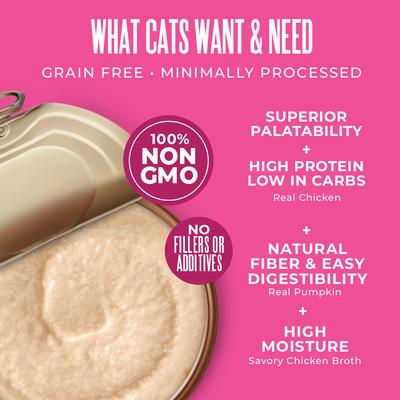 Show full view: Tiki Cat Veterinary Solutions GI-Health Chicken & Pumpkin Recipe Pate Wet Cat Food, 2.8-oz can, case of 18 slide 5 of 12