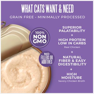 Show full view: Tiki Cat Veterinary Solutions Gluco-Balance Chicken & Chicken Liver Recipe Pate Grain-Free Wet Cat Food, 2.8-oz can, case of 18 slide 5 of 11