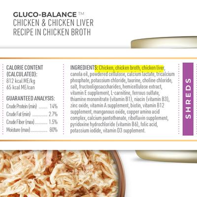 Show full view: Tiki Cat Veterinary Solutions Gluco-Balance Chicken & Chicken Liver Recipe Grain-Free Wet Cat Food, 2.8-oz can, case of 18 slide 6 of 11