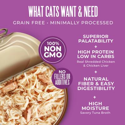 Show full view: Tiki Cat Veterinary Solutions Gluco-Balance Chicken & Chicken Liver Recipe Grain-Free Wet Cat Food, 2.8-oz can, case of 18 slide 5 of 11