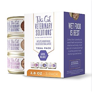 Tiki Cat Veterinary Solutions Gluco-Balance Trial Variety Pack Grain-Free Wet Cat Food, 2.8-oz can, case of 3