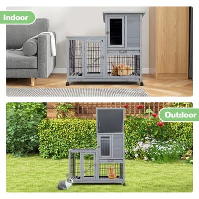 Show full view: Coziwow Indoor & Outdoor Wheeled Wood Rabbit Hutch slide 6 of 11