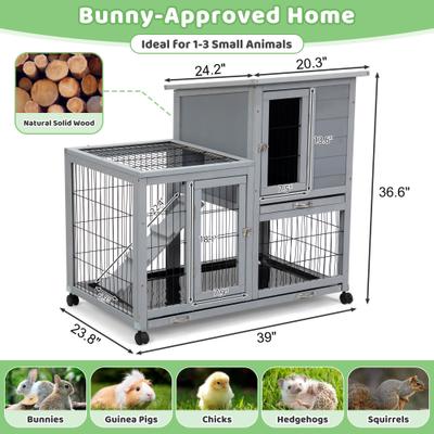 Show full view: Coziwow Indoor & Outdoor Wheeled Wood Rabbit Hutch slide 2 of 11