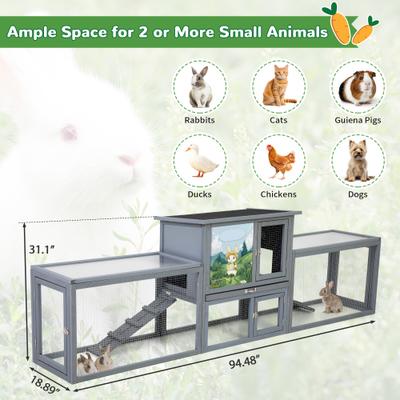 Show full view: Coziwow Outdoor 3 Room Rabbit Hutch, Gray slide 6 of 9