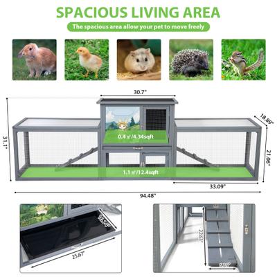 Show full view: Coziwow Outdoor 3 Room Rabbit Hutch, Gray slide 2 of 9