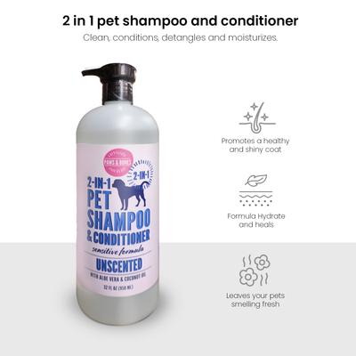 Show full view: PAWS & BONES 2-in-1 Dog & Cat Shampoo & Conditioner, Unscented, 32-fl oz bottle slide 4 of 7
