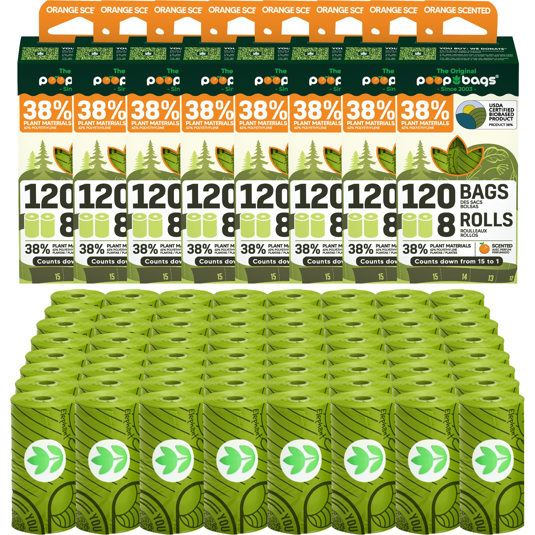 The Original Poop Bags USDA Certified Biobased Rolls, Orange Scented, 960 count