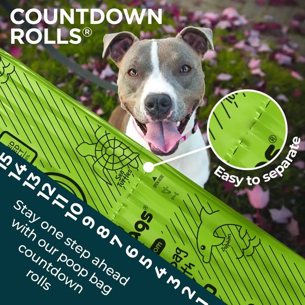 The Original Poop Bags Countdown USDA Certified Biobased Rolls, Unscented