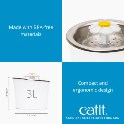 Show full view: Catit Flower Stainless Steel Top Cat Fountain slide 7 of 10