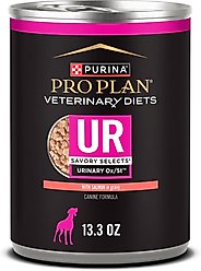 Purina Pro Plan Veterinary Diets UR Savory Selects Urinary Ox/St with Salmon in Gravy Wet Dog Food, 13.3-oz can, case of 12