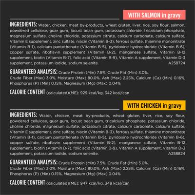 Show full view: Purina Pro Plan Veterinary Diets UR Savory Selects Urinary Ox/St with Chicken & with Salmon in Gravy Variety Pack Wet Dog Food, 13.3-oz can, case of 12 slide 7 of 9