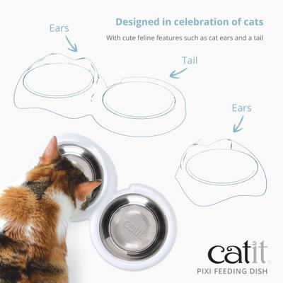 Show full view: Catit PIXI Double Cat Bowl, White slide 6 of 6