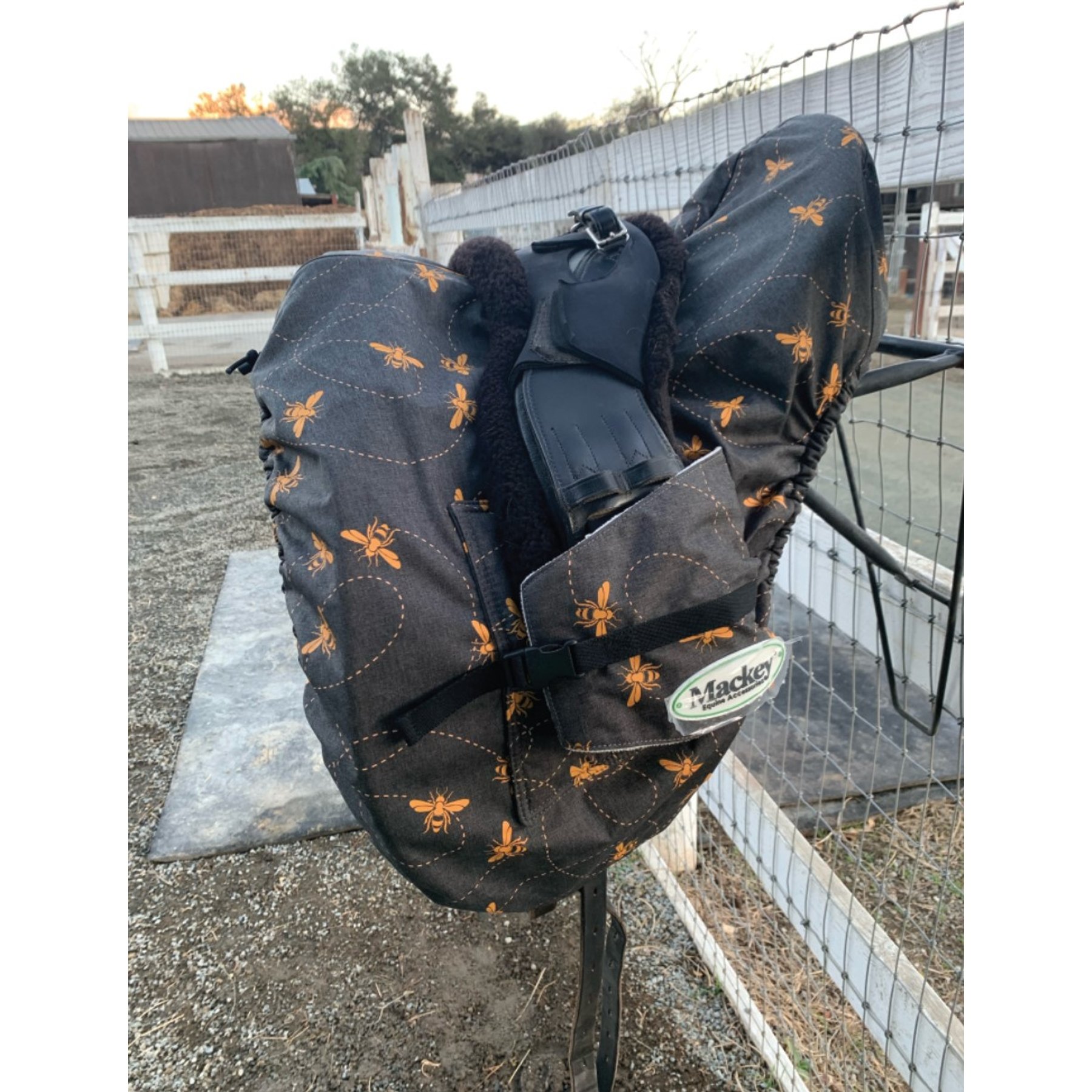Mackey Equine Accessories Bee Mine GP/CC Saddle Cover, Black/Yellow