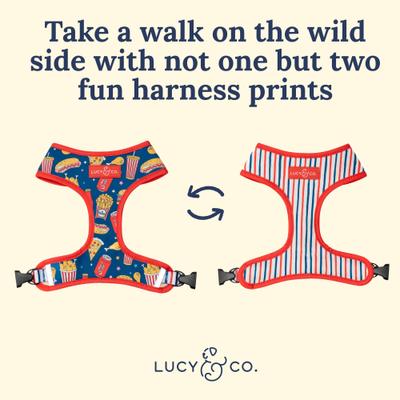 Show full view: Lucy & Co. Red, White & BBQ Reversible Dog Harness, Large: 20 to 28-in chest slide 3 of 7