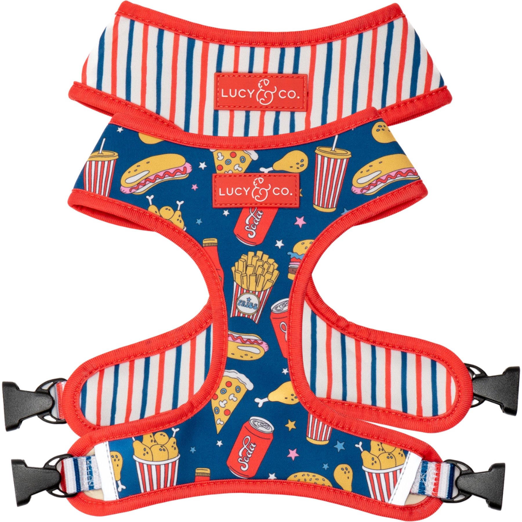 Lucy & Co. Red, White & BBQ Reversible Dog Harness, Small: 14 to 18-in chest