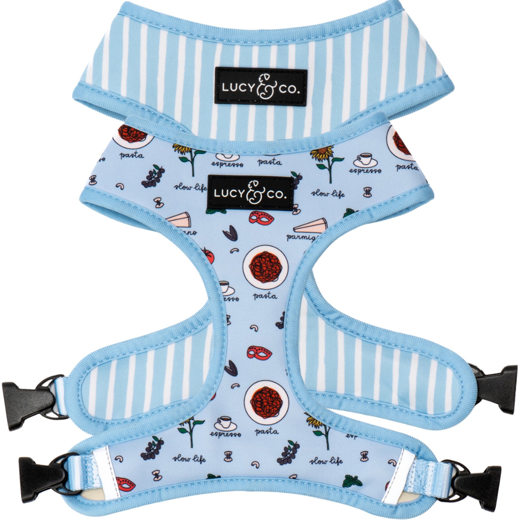 Lucy & Co. Italian Vacay Reversible Dog Harness, X-Small: 12 to 15-in chest