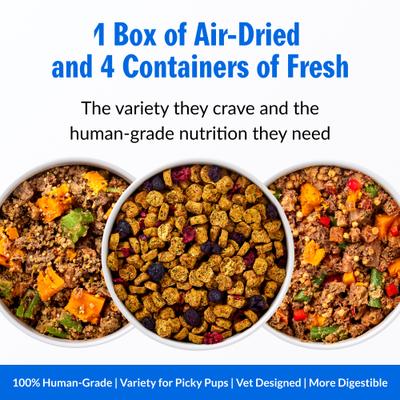 Show full view: PetPlate Human Grade Lamb, Venison & Beef Variety Pack Fresh Wet & Air-Dried Baked Dry Dog Food, 12-oz cup, case of 4 slide 4 of 11