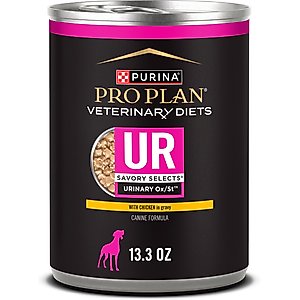 Purina Pro Plan Veterinary Diets UR Savory Selects Urinary Ox/St with Chicken in Gravy Wet Dog Food, 13.3-oz can, case of 12