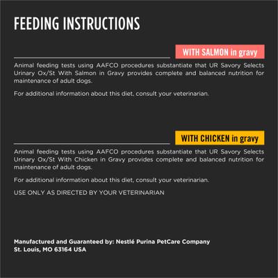 Show full view: Purina Pro Plan Veterinary Diets UR Savory Selects Urinary Ox/St with Chicken & with Salmon in Gravy Variety Pack Wet Dog Food, 13.3-oz can, case of 12 slide 8 of 9