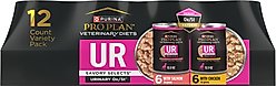 Purina Pro Plan Veterinary Diets UR Savory Selects Urinary Ox/St with Chicken & with Salmon in Gravy Variety Pack Wet Dog Food, 13.3-oz can, case of 12