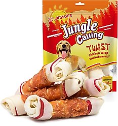 Jungle Calling Chicken Wrap Knotted Bones Dog Treats, 10.6-oz bag