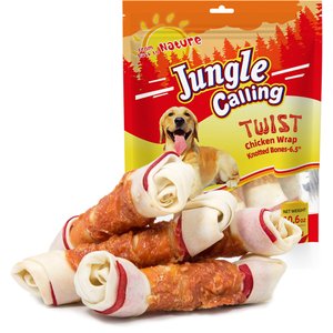 Jungle Calling Chicken Wrap Knotted Bones Dog Treats, 10.6-oz bag