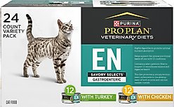 Purina Pro Plan Veterinary Diets EN Savory Selects in Gravy Chicken & Turkey Variety Pack Wet Cat Food, 5.5-oz, case of 24